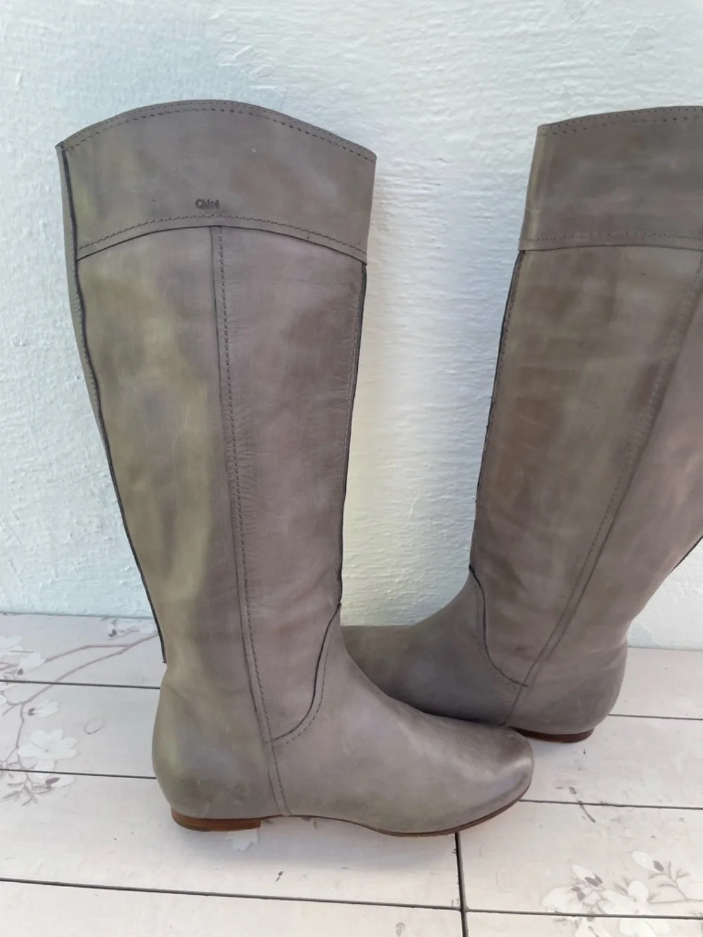 Chloe Gray Over-the-Knee Suede Boots